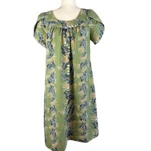 Royal Creations A-Line Midi Hawaiian Dress Size M Green Floral Pockets